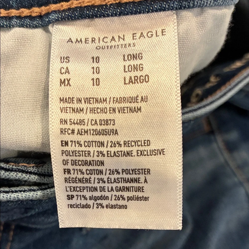 American Eagle High Rise Jegging Size 10 Long Next Level Stretch Skinny Med Wash - Picture 7 of 8
